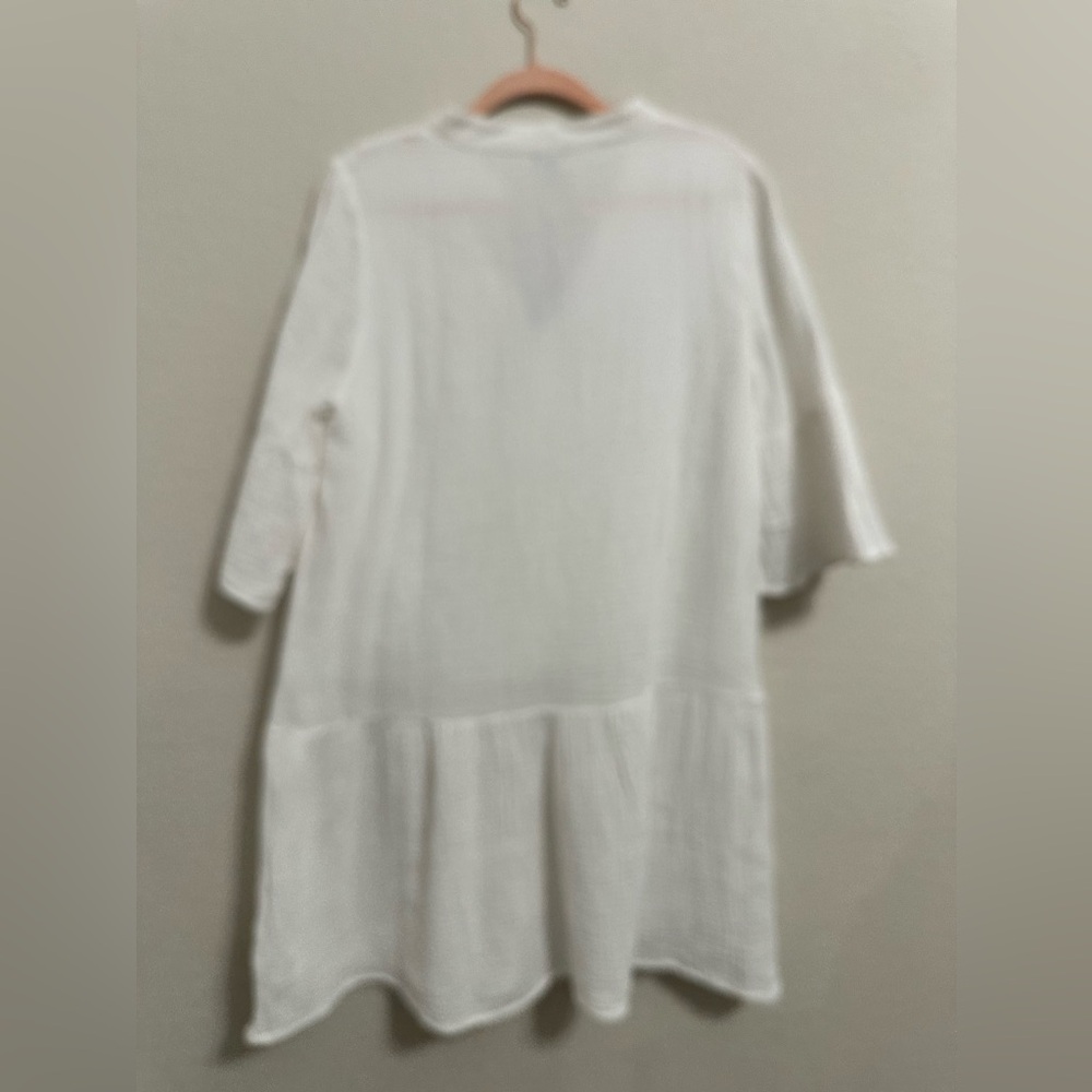 🆕 MONROW Gauze Easy Mini Dress in White - Picture 6 of 8